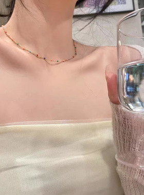 高级感米珠串珠项链2024年新款女轻奢小众甜酷珍珠颈链锁骨链配饰