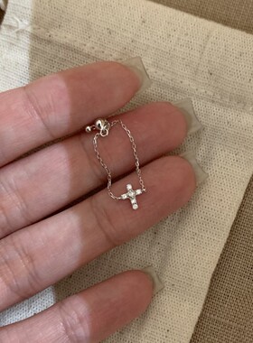 新款细闪十字架戒指女小众独特设计高级感抽拉可调节简约时尚百搭