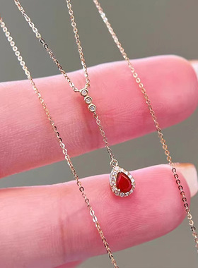 法式复古水滴流苏项链女红锆石轻奢时尚锁骨链小众设计感百搭颈链