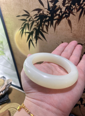 新疆和田玉且末暖白黄白肉细腻油润泥鳅背和田玉手镯私拍无效