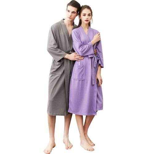 Тонкий быстросохнущий банный халат, длинная пижама для влюбленных подходит для мужчин и женщин, средней длины