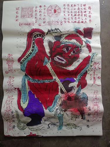 手绘钟馗画像大门贴画大门画手绘朱砂钟馗画挂画 - 图2
