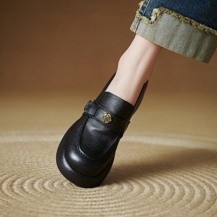 圆头厚底橡胶胶粘工艺头层猪皮乐福鞋（豆豆鞋）,淘宝优惠券,粉丝福利购,淘宝优惠卷