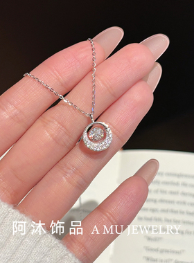 纯银跳动的心莫桑钻项链女