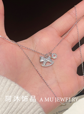 纯银马上有钱马年本命年项链女