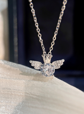 守护天使纯银项链女锁骨链