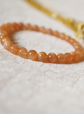 橙色ins小众风月光石抖音手链