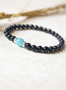 星辰复古星空蓝砂石手链女礼物