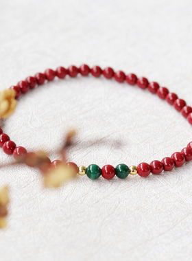 特级纯朱砂珠纯正朱砂手链女天然朱砂手链真正朱砂手串原创设计