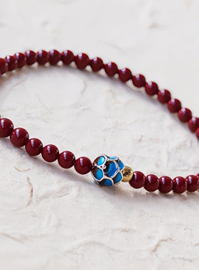 天然朱砂本命年女轻奢设计手链