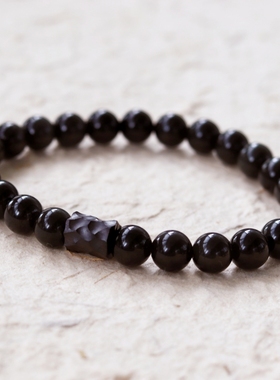 男女黑曜石原创设计手串手链天然