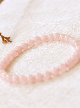 天然粉水晶桃花水晶手链女手串