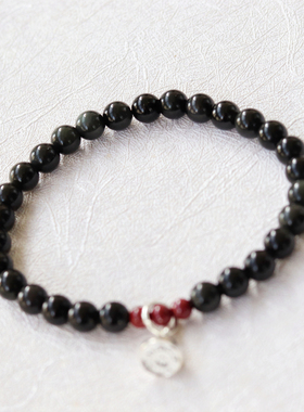 男女黑曜石原创设计手链手串转运