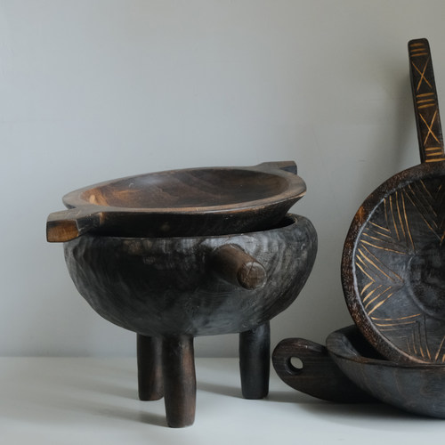 实木雕刻纯手工艺术木器皿东方侘寂艺术老物件酒店软装摆件果盆 - 图1