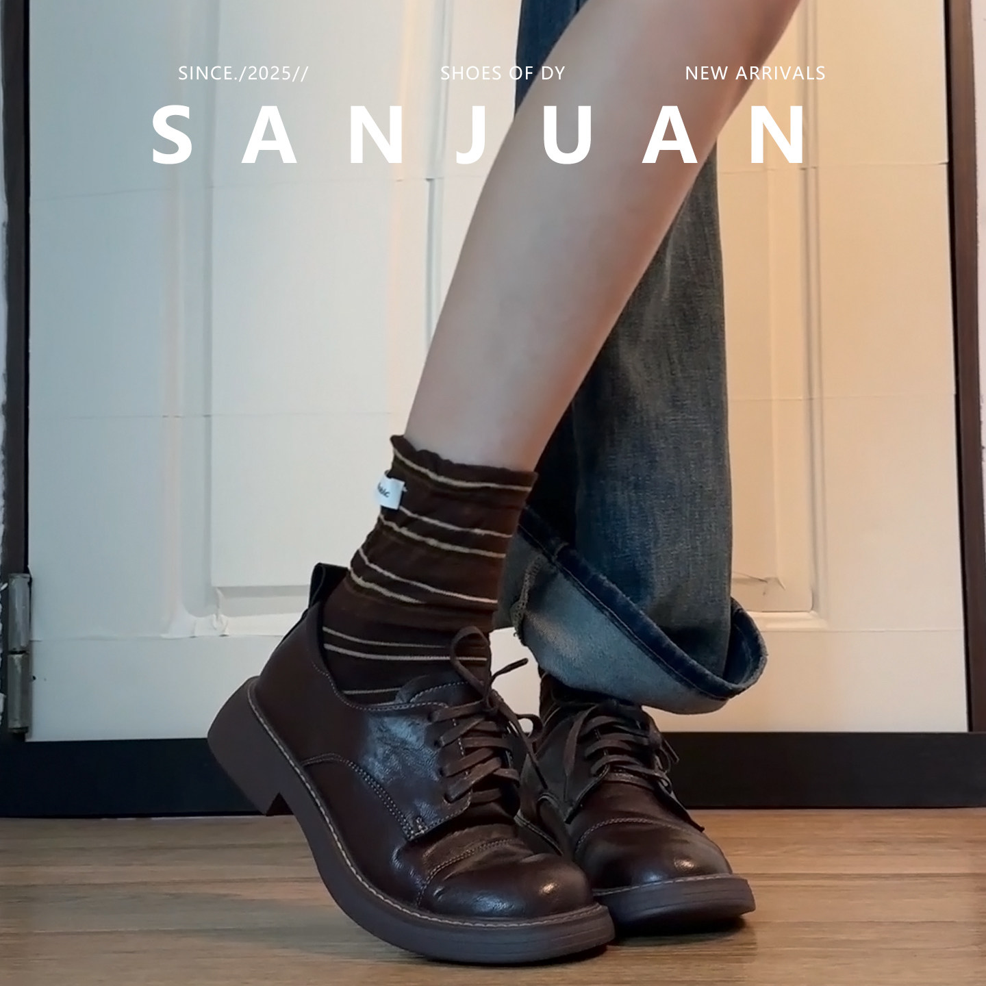 羊皮版sanjuan三卷厚底圆头小皮鞋女学院风深口单鞋2026春乐福鞋,淘宝优惠券,粉丝福利购,淘宝优惠卷