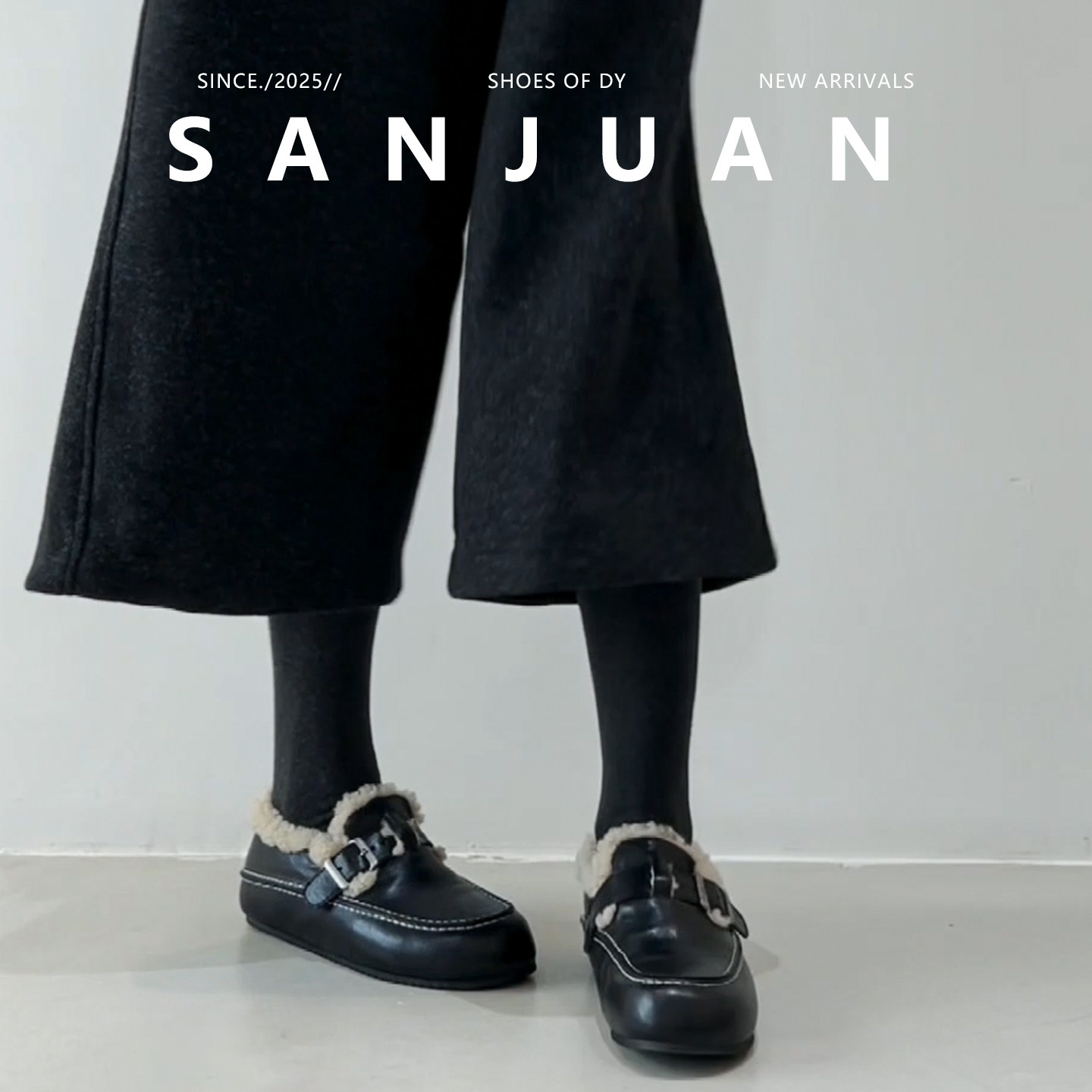 三卷sanjuan羊羔毛毛鞋加绒小皮鞋冬厚底乐福鞋增高黑色单鞋保暖,淘宝优惠券,粉丝福利购,淘宝优惠卷