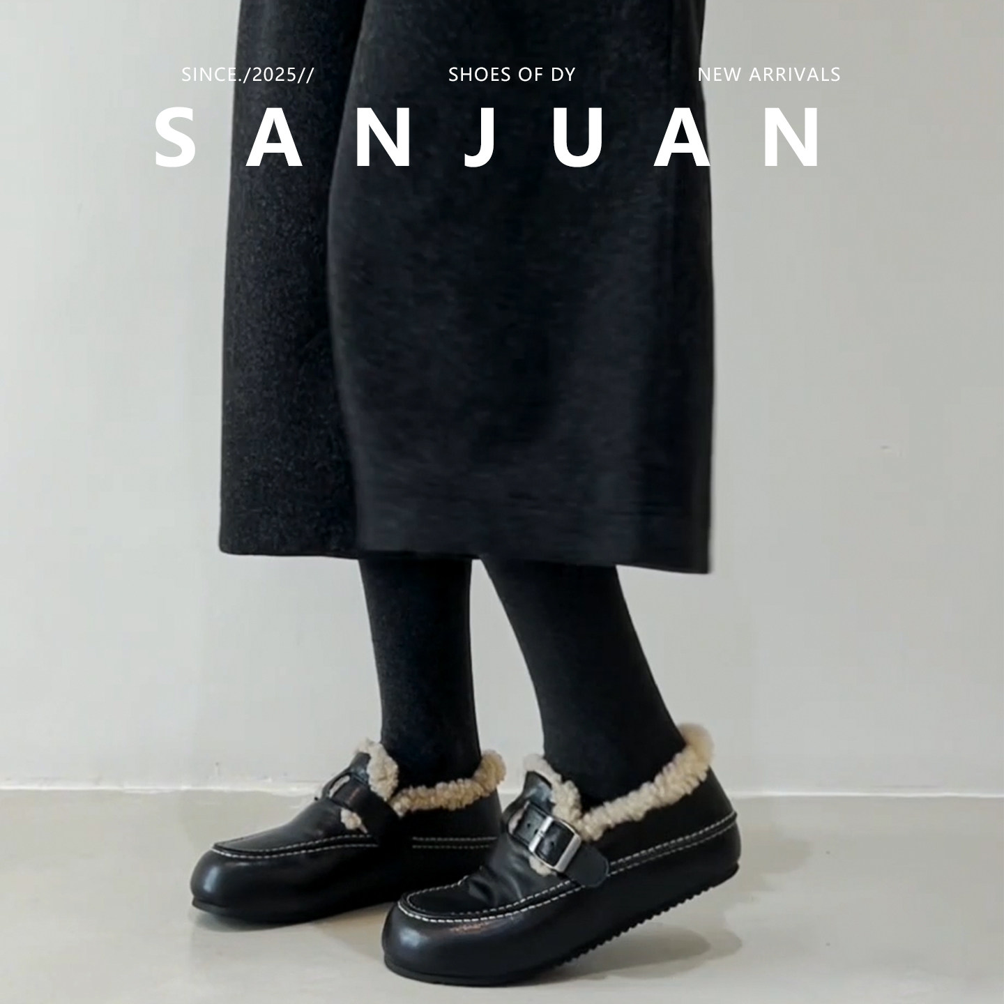 三卷sanjuan羊羔毛毛鞋加绒小皮鞋冬厚底乐福鞋增高黑色单鞋保暖,淘宝优惠券,粉丝福利购,淘宝优惠卷