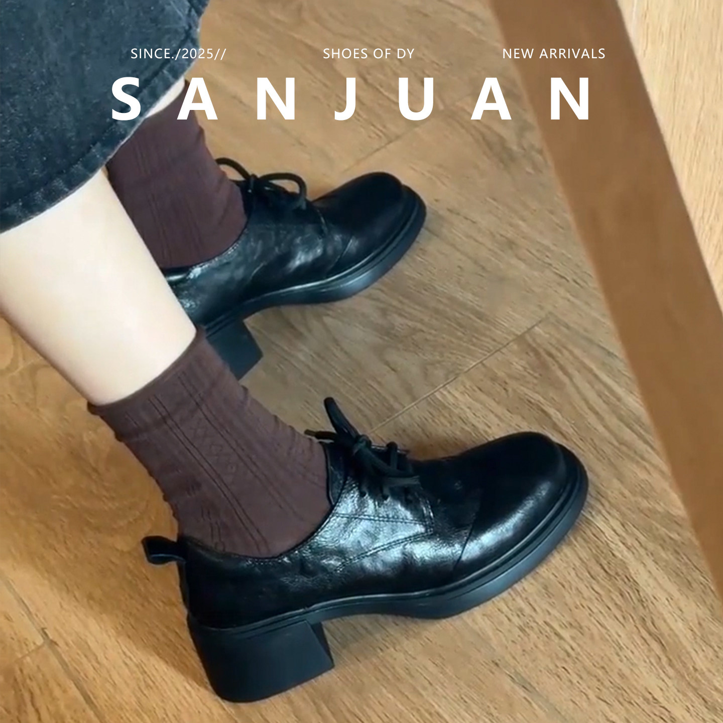 羊皮版dingyun丁允小皮鞋女粗跟英伦风加绒厚底学院风通勤单鞋,淘宝优惠券,粉丝福利购,淘宝优惠卷