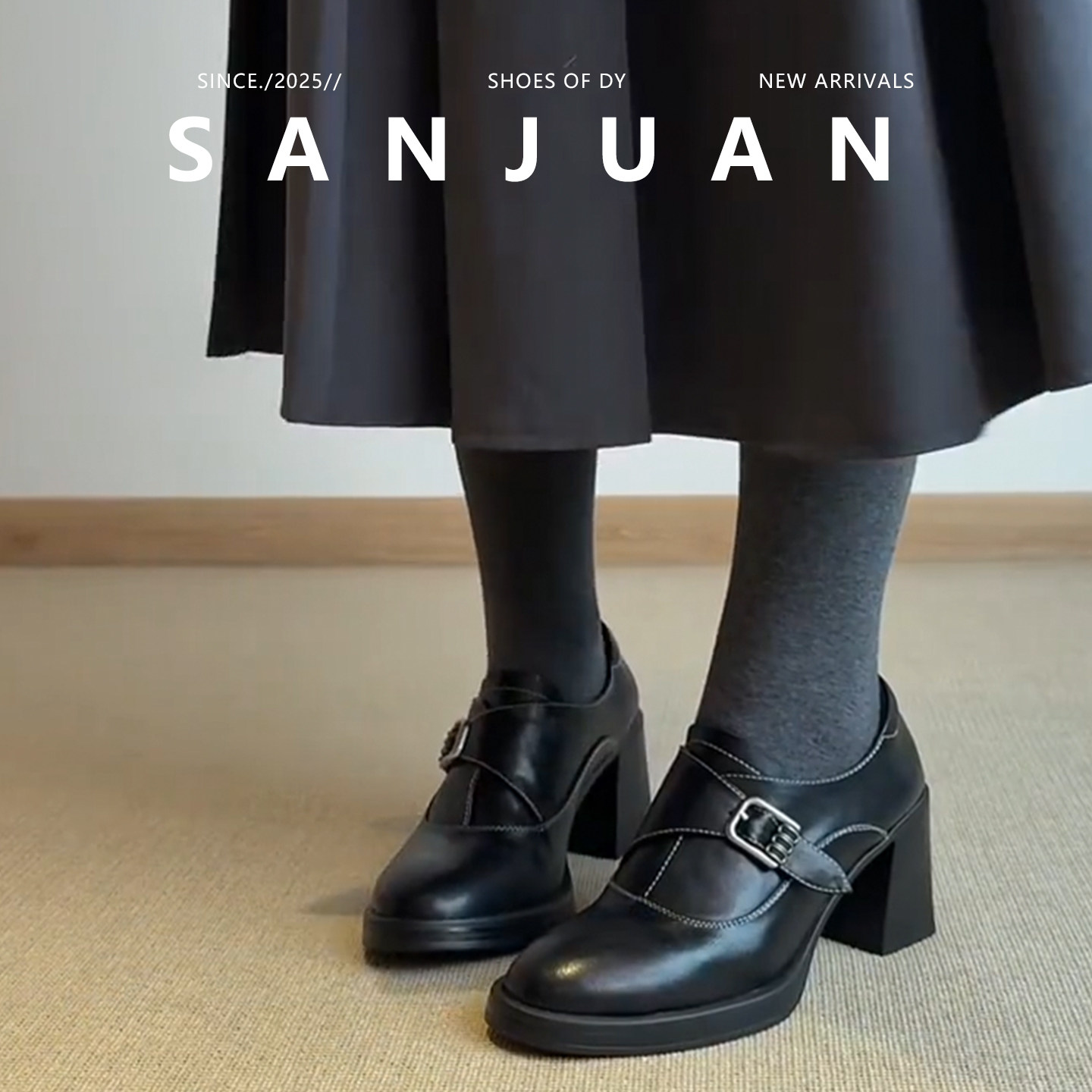 【三卷】厚底圆头皮带扣小皮鞋女2025秋冬新款学院风百搭粗跟单鞋,淘宝优惠券,粉丝福利购,淘宝优惠卷