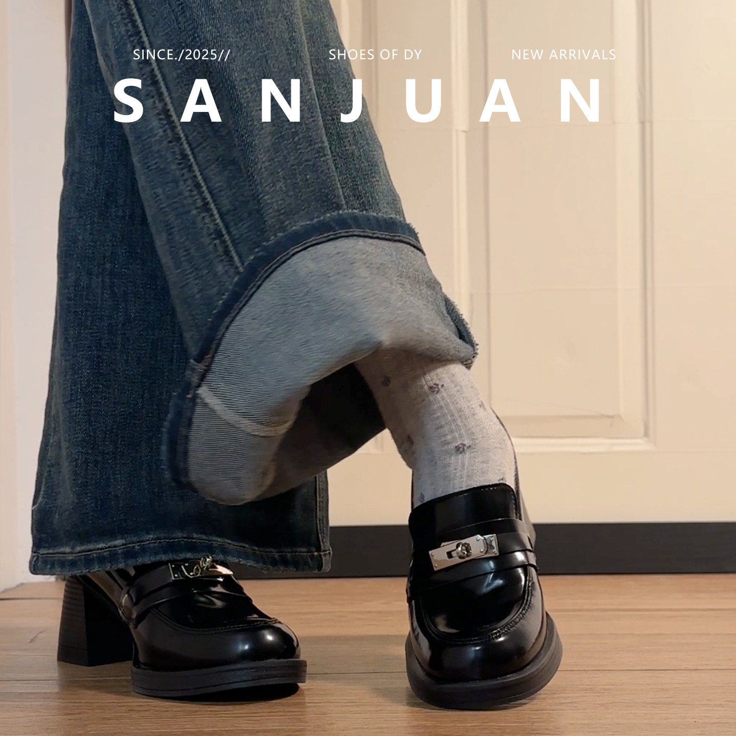 羊皮版sanjuan三卷复古女乐福鞋厚底学院圆头粗跟单鞋百搭小皮鞋,淘宝优惠券,粉丝福利购,淘宝优惠卷