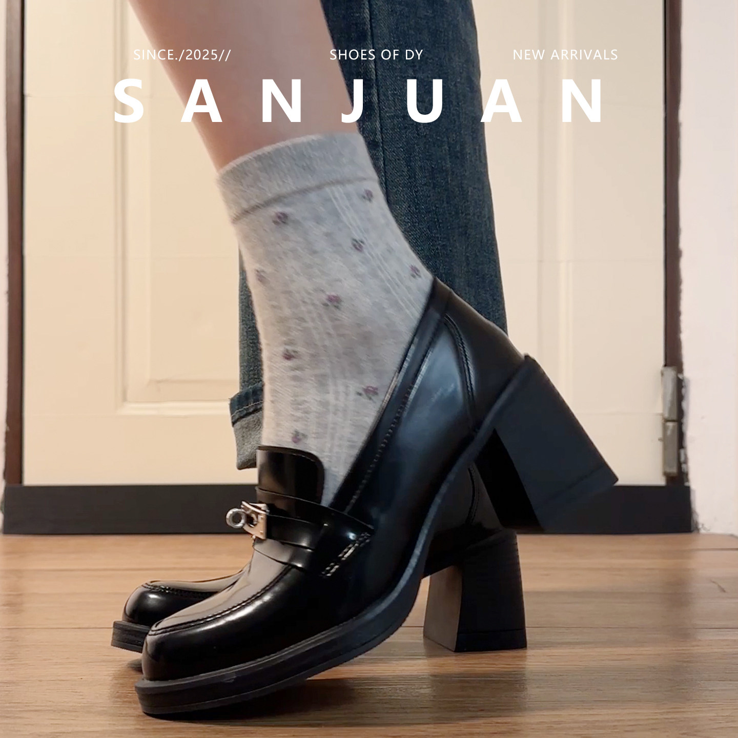 羊皮版sanjuan三卷复古女乐福鞋厚底学院圆头粗跟单鞋百搭小皮鞋,淘宝优惠券,粉丝福利购,淘宝优惠卷