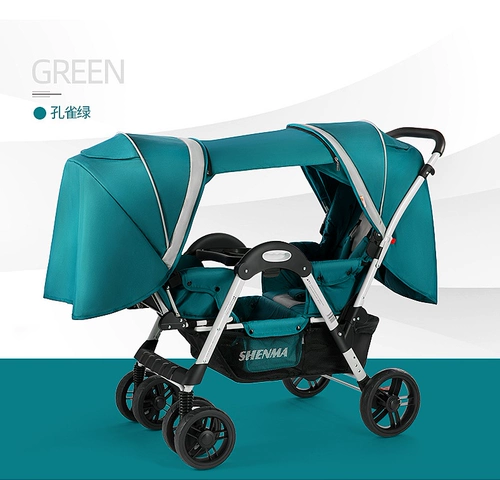 Детская коляска для близнецов для двоих, складная тележка с сидением, можно сидеть и лежать