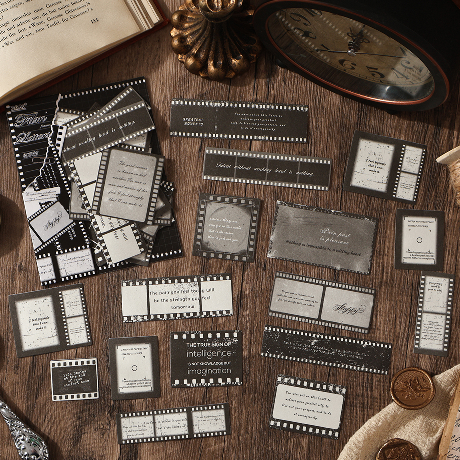 回忆信笺ins复古文艺英文烧痕素材贴纸包装饰手账diy打底创意造景 - 图1