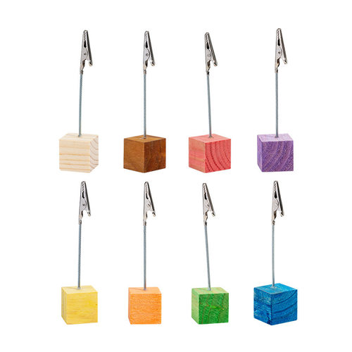 创意复古原木便签卡片名片夹子桌面立式照片夹留言便签夹装饰摆件 - 图3