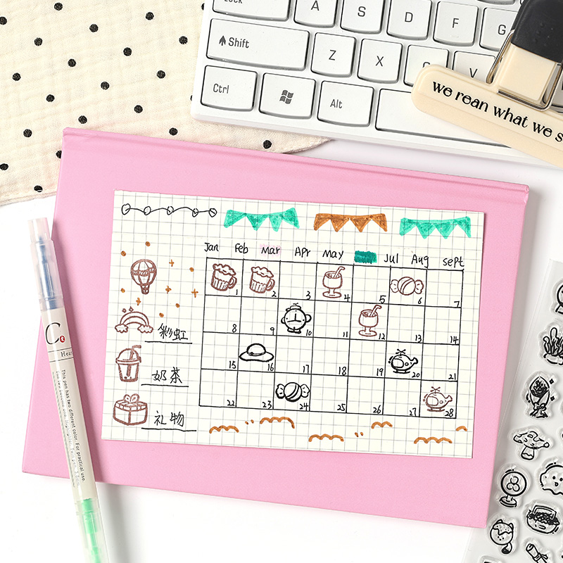 元气趣录 透明硅胶手账印章水洗可爱动物图案学生儿童diy手工盖章 - 图3