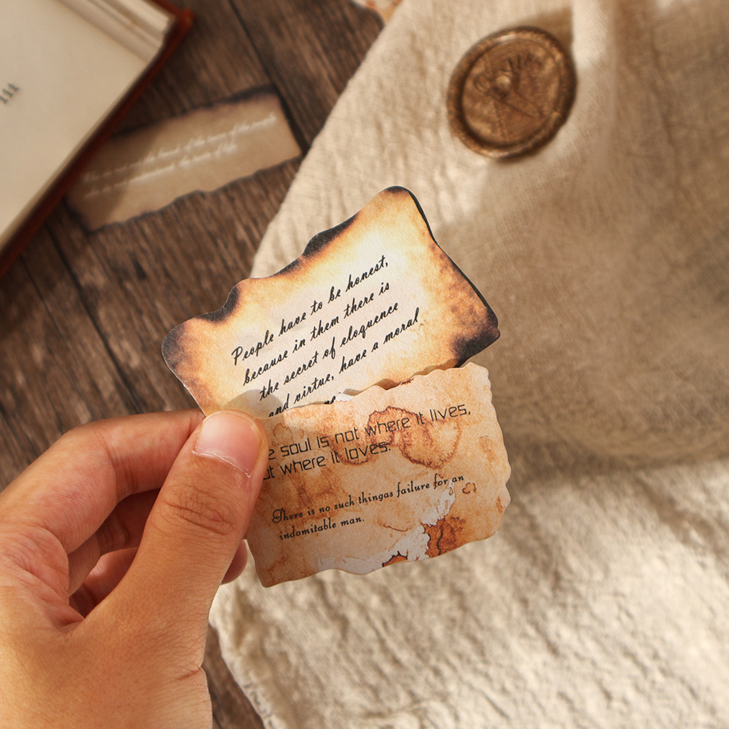 回忆信笺ins复古文艺英文烧痕素材贴纸包装饰手账diy打底创意造景 - 图2