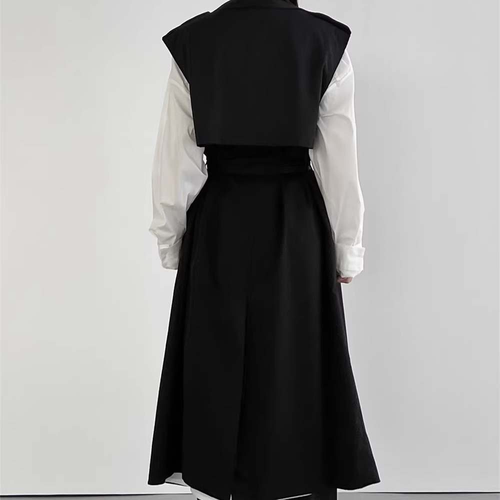 2025秋季新款马甲女韩版超长款到脚踝赫本风大码马夹加长风衣外套 - 图2