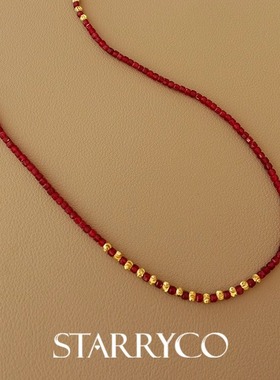 新年派对轻奢名媛红宝玉项链