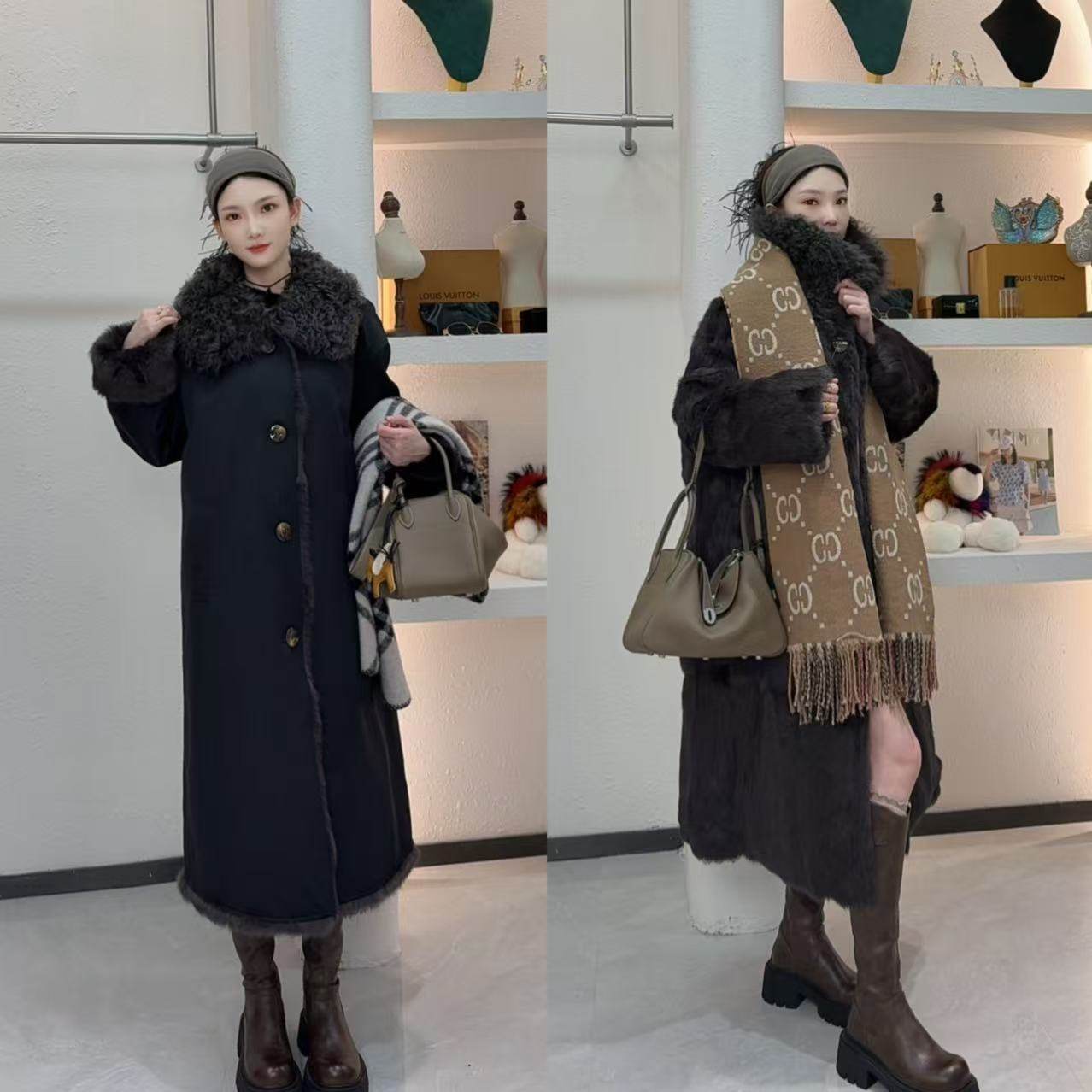 2025新款皮毛一体外套女长款过膝保暖大码宽松兔毛皮草双面穿大衣,淘宝优惠券,粉丝福利购,淘宝优惠卷