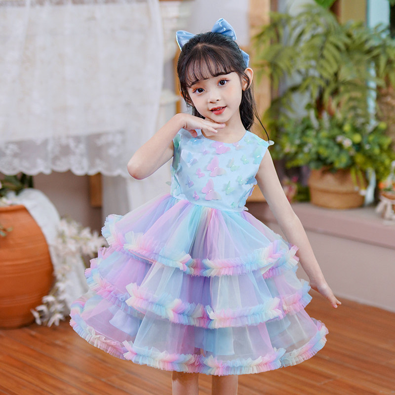 2023夏季新款小女孩彩色蛋糕裙女中大童兔兔裙花童婚纱连衣裙礼服,淘宝优惠券,粉丝福利购,淘宝优惠卷