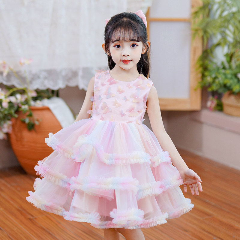 2023夏季新款小女孩彩色蛋糕裙女中大童兔兔裙花童婚纱连衣裙礼服,淘宝优惠券,粉丝福利购,淘宝优惠卷