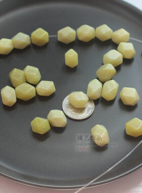 石头异形桶珠饰品材料柠檬玉散珠