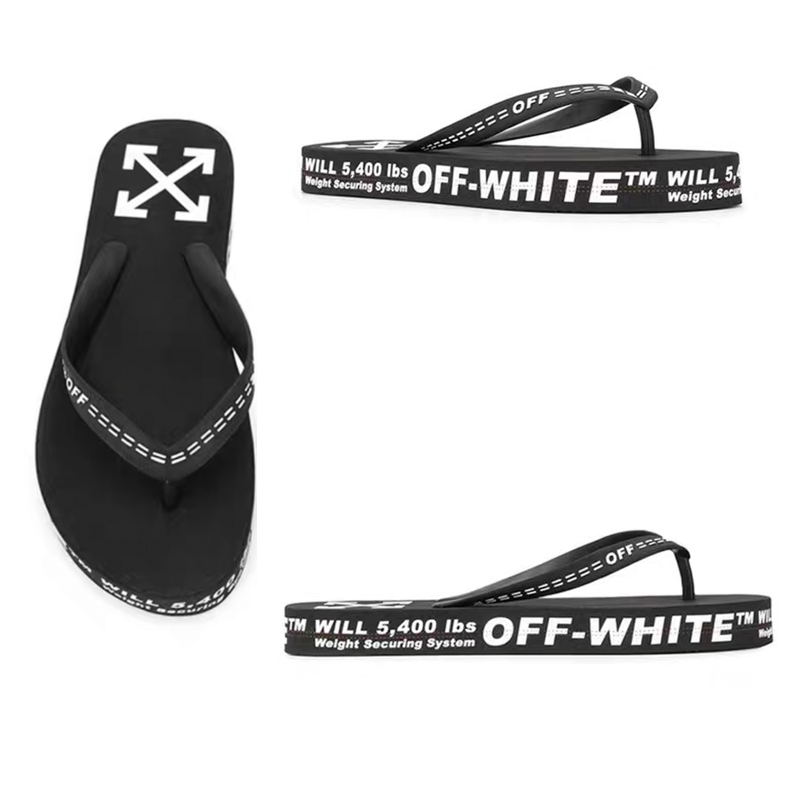 Off OW White 2022春季新品人字拖潮男拖鞋男家用防滑印花LOGO-图3