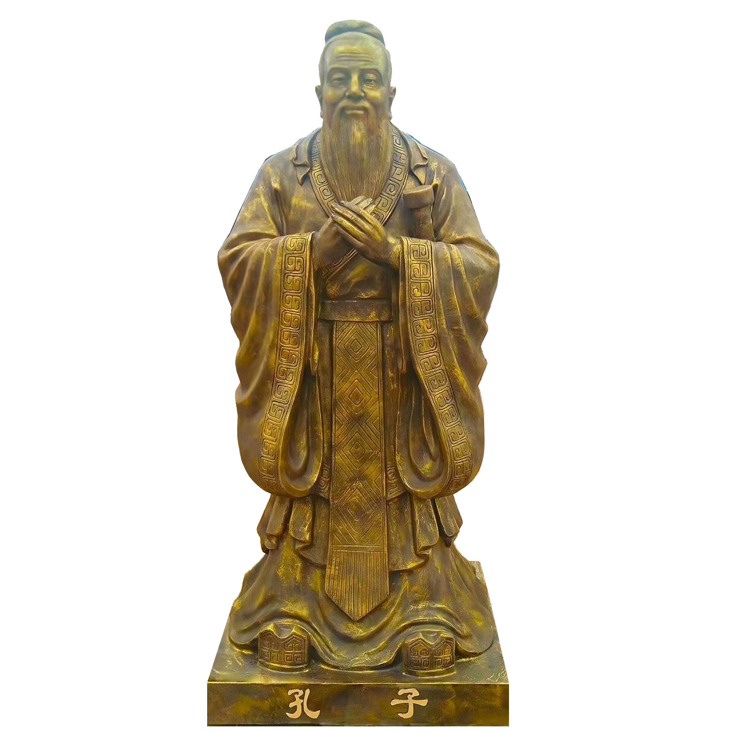 定制孔子雕塑玻璃钢订做老子雕像亲人物铸铜肖像校园文化大型摆件