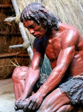 石定制古代猿人雕像时代钻木取火