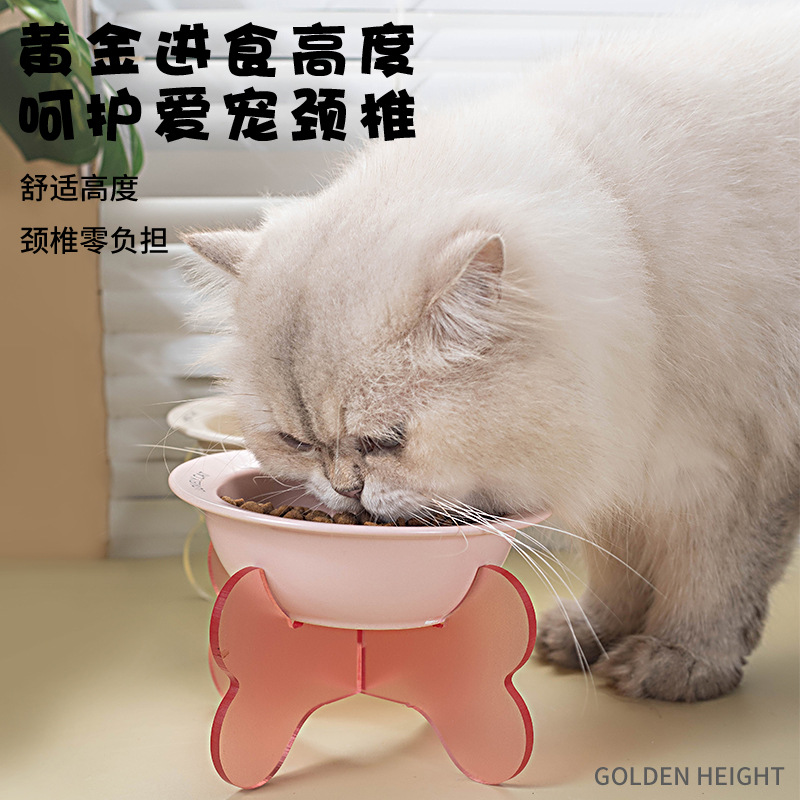 韩国bd同款飞碟猫碗陶瓷宠物碗湿粮碗狗碗猫狗食盆喝水餐桌带碗架 - 图2