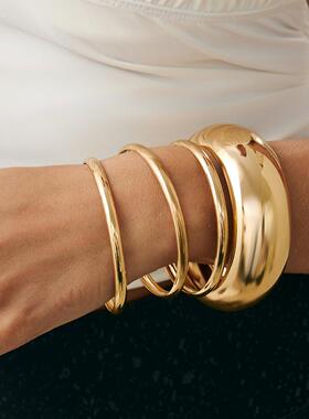 欧美跨境时尚金属ins风光面手镯