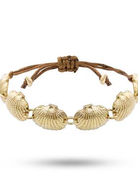 欧美沙滩风贝壳扇贝编织手链女