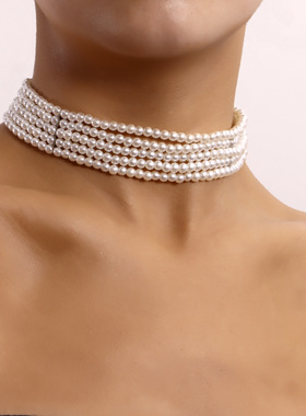 欧美跨境饰品小众轻奢风白珍珠