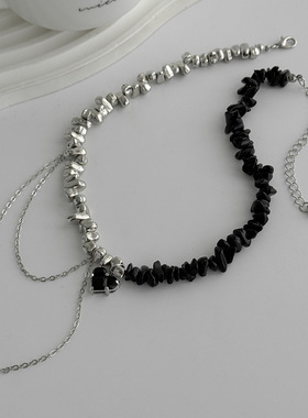 欧美跨境甜酷心形镶钻吊坠珍珠项