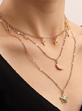 欧美饰品复古时尚多层五角星吊坠