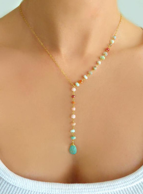 欧美跨境饰品松石吊坠彩色米珠