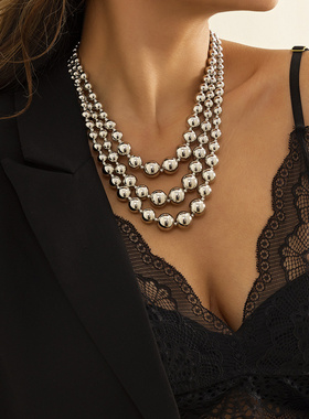 欧美跨境饰品个性多层流苏串珠项