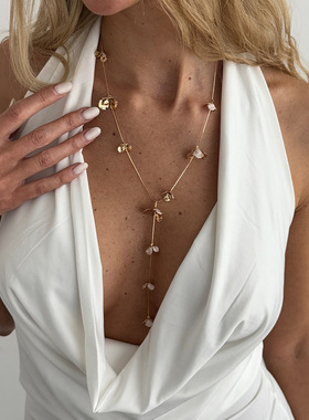 欧美创意复古滴油花朵吊坠流苏项