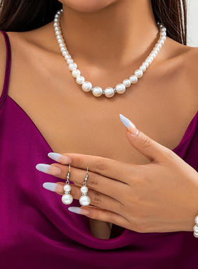 欧美多层法式复古项圈饰品仿珍珠
