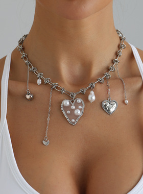 欧美跨境饰品甜酷风不规则爱心珍